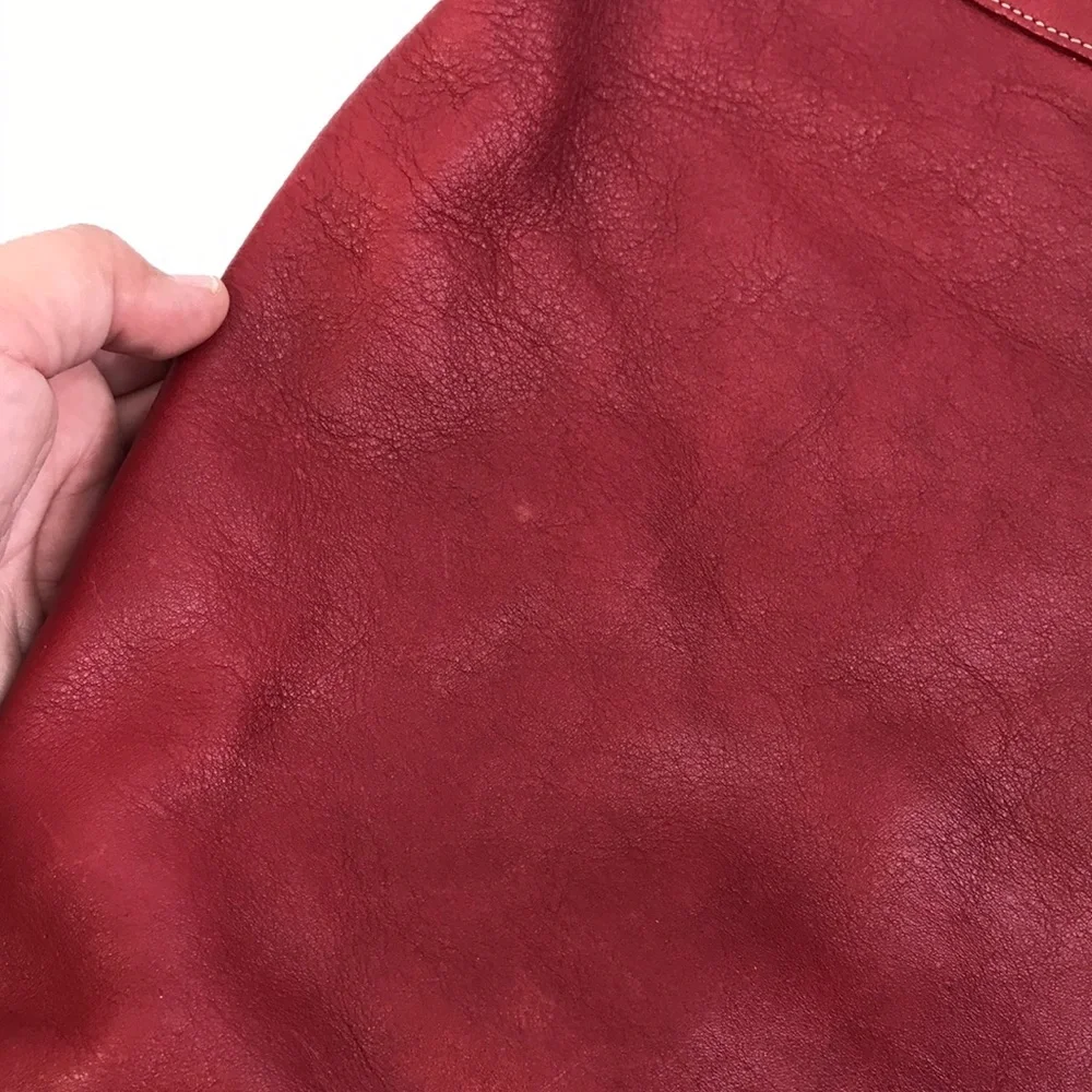 Coach Red Leather Zipper Closure Large Tote Crossbody Shoulder Bag - Vintage